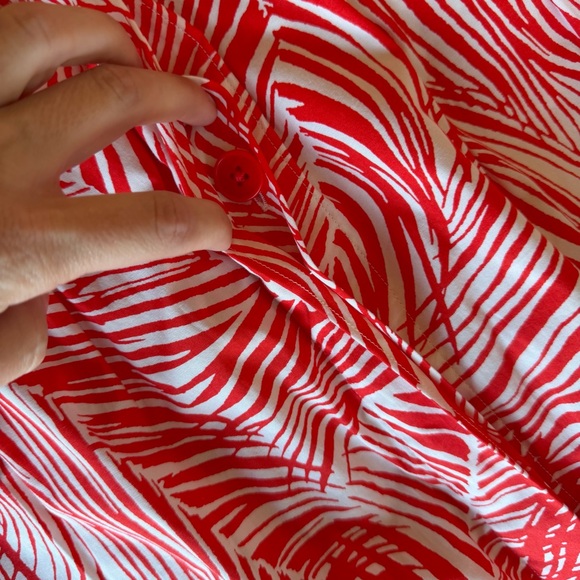 NEW Talbots Red and White Palm Print Sleeveless Dress Size 10 - Picture 9 of 10